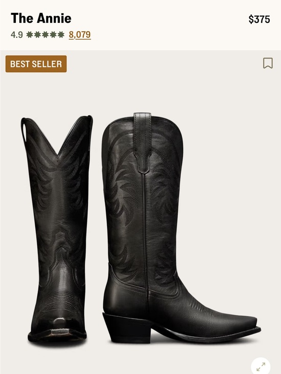 Tecovas Shoes - Tecovas Annie Black Western Cowboy Boots with Embroidered Stitching